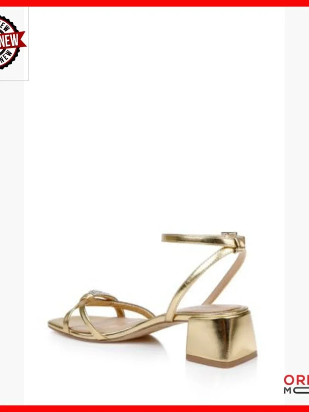 Low Block Heel Sandals with Keyhole Detail, Size 8